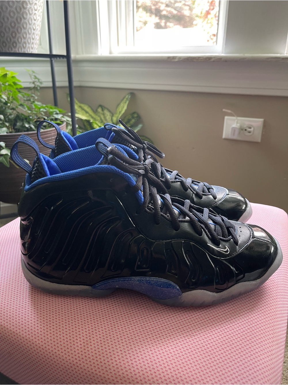 Nike Little Posite One GS "Space Jam" Black Hyper Royal 644791-006 Size 9